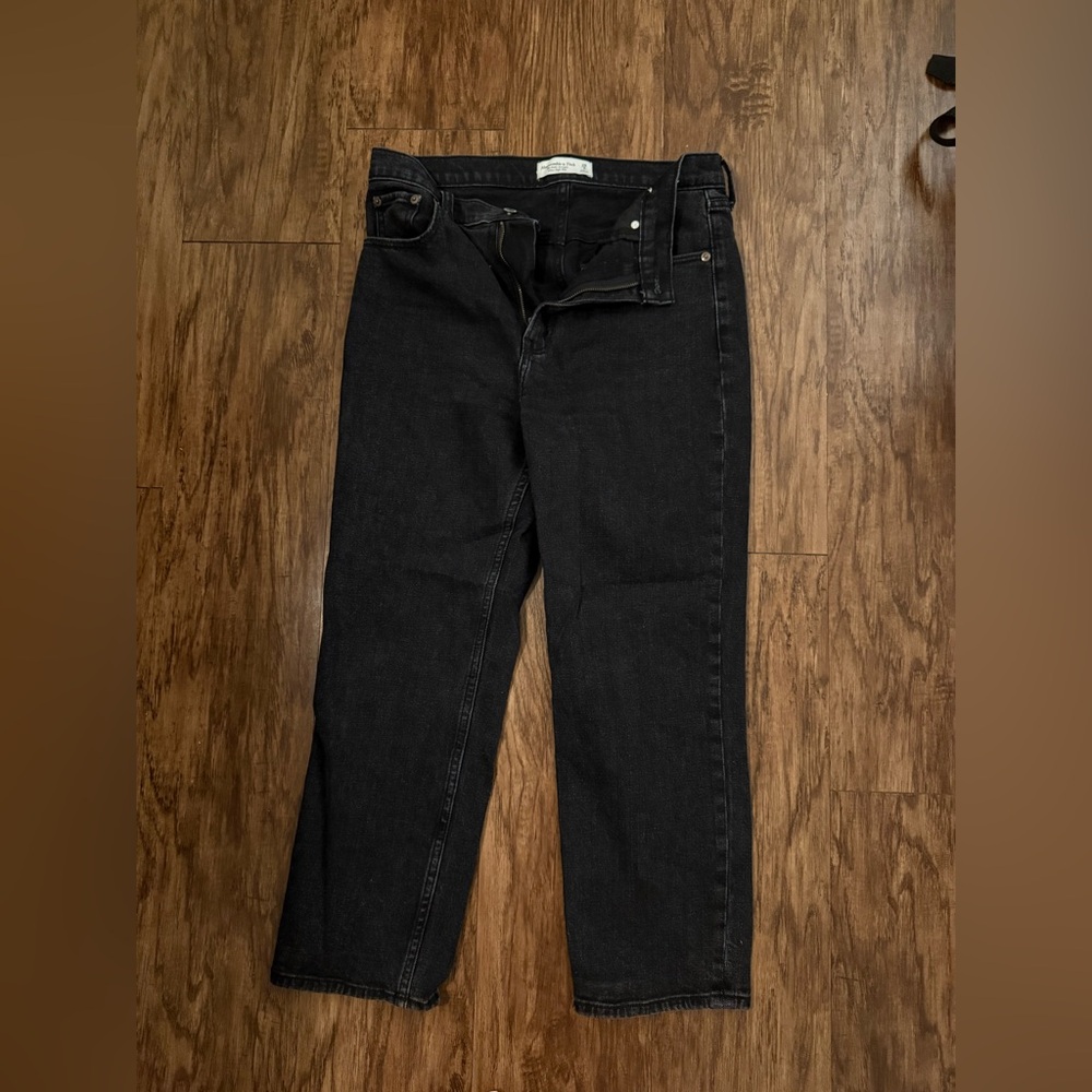 Abercrombie Black Straight Moms Jeans